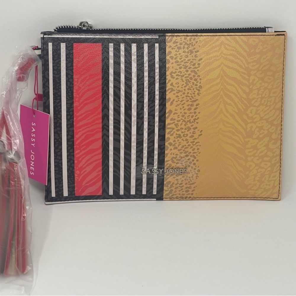 Sassy Jones Clutch Brand New Never Worn with tags/ black/yellow